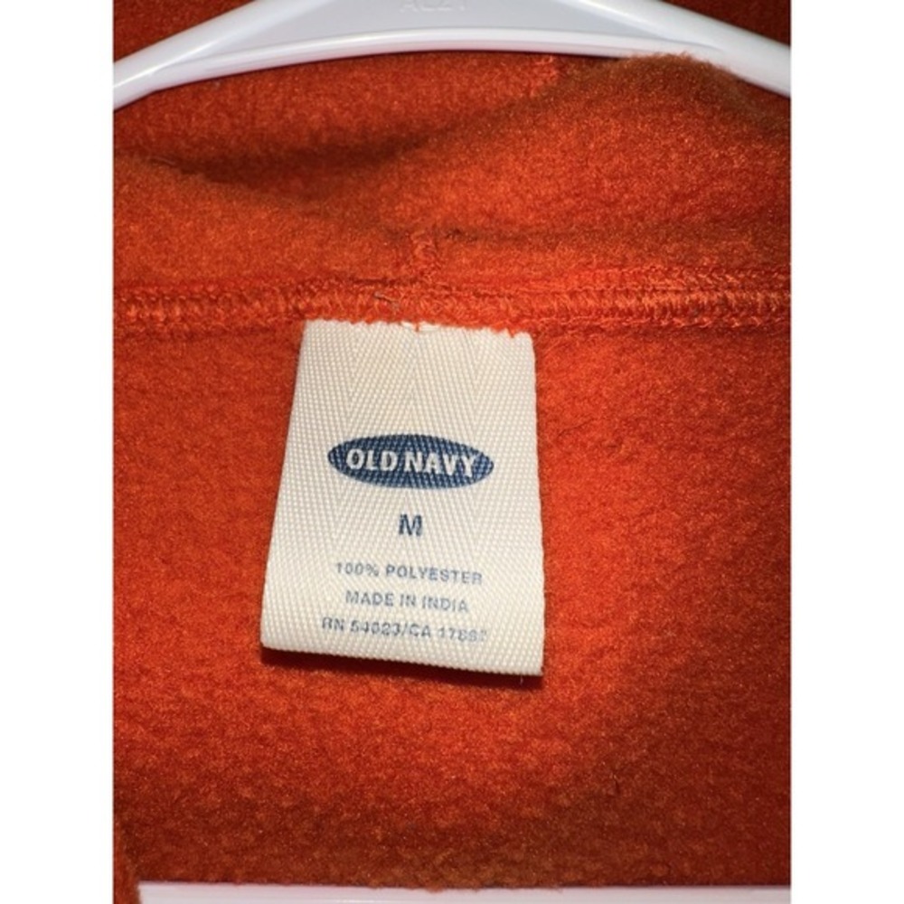 Old Navy Fleece Hoodie Mens Medium Orange Vintage Y2K - Picture 3 of 4